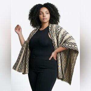 Xhilaration Women's Geometric knit Cotton Shawl Wrap Black White Beige XL/XXL
